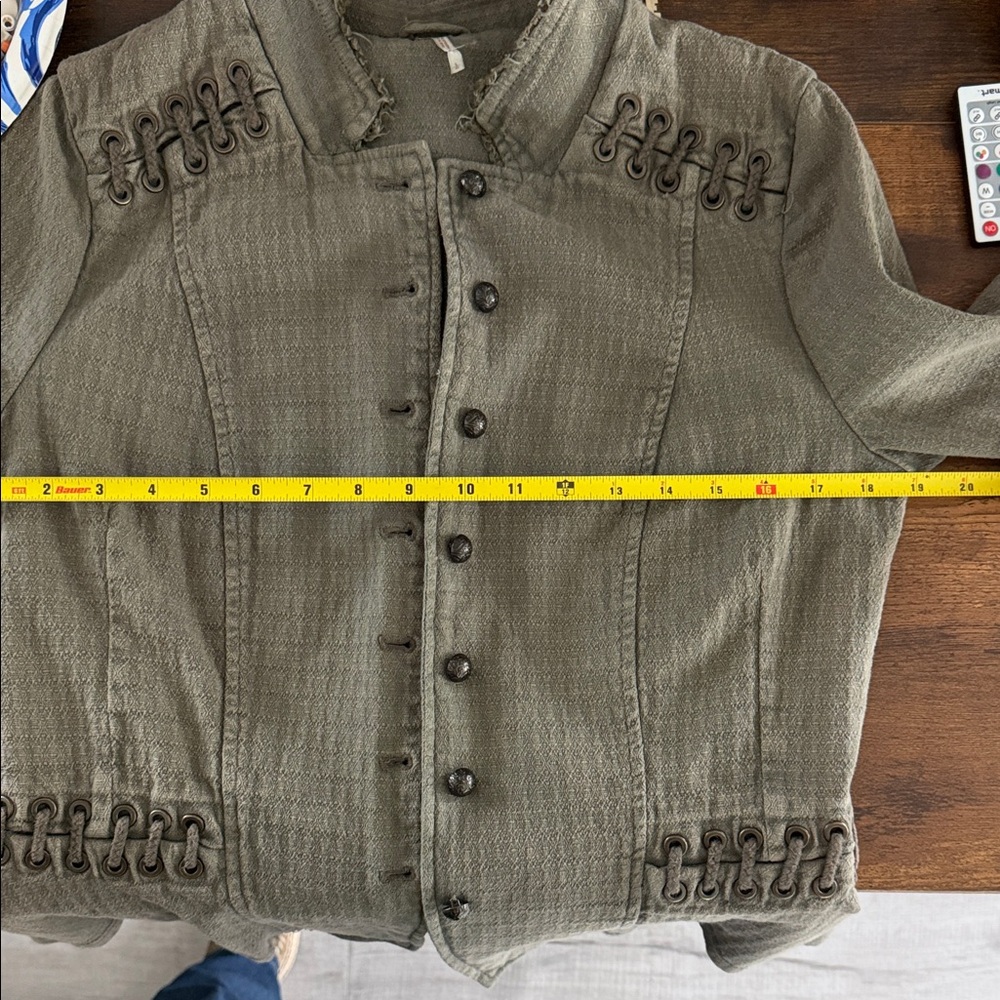 Free People Olive Military-Inspired Lace-Trim Jacket - Picture 5 of 5